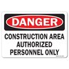 Signmission OSHA Sign, 3.5" Height, 5" Width, Construction Area Authorized Personnel Only, Landscape, 10PK OS-DS-D-35-L-19311-10PK